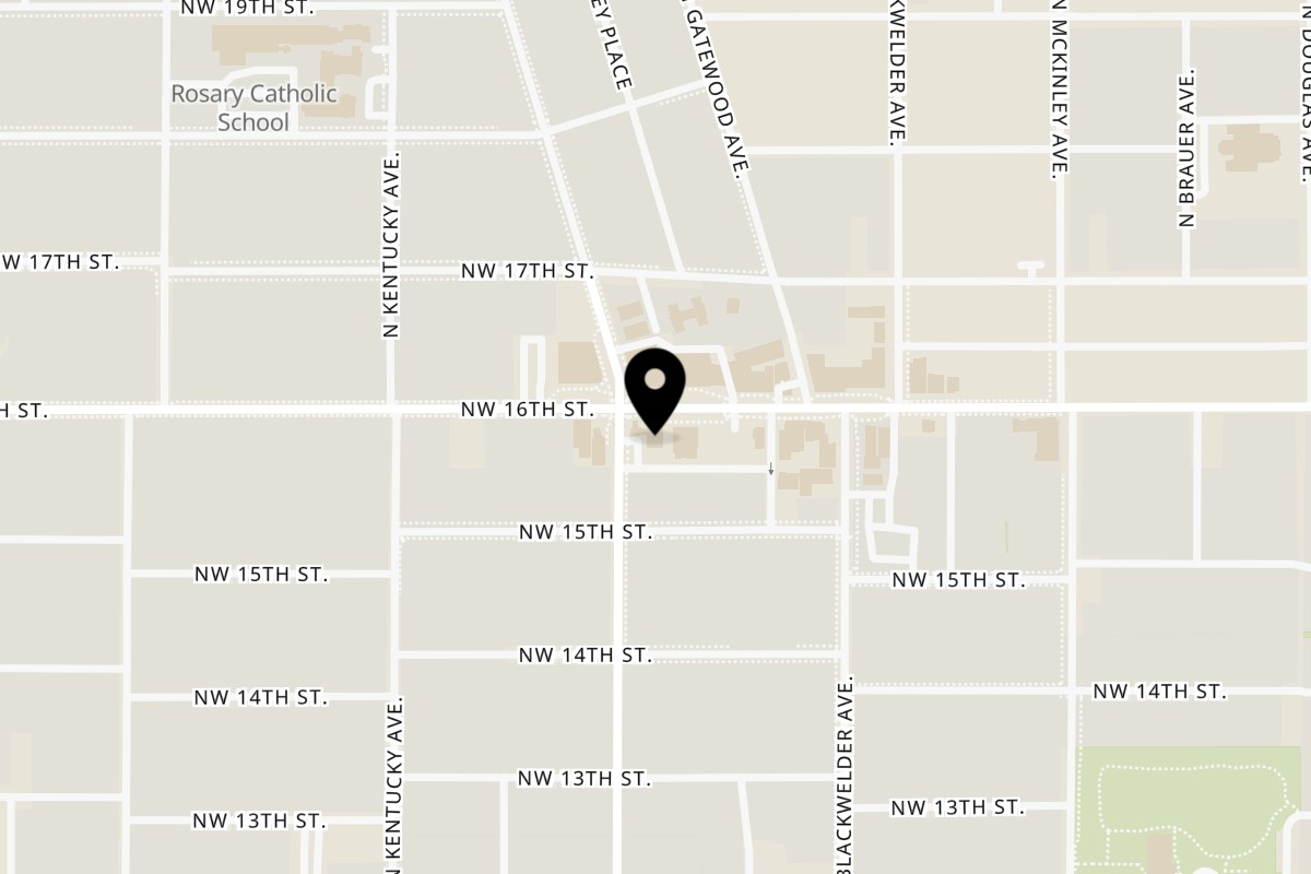 Map showing the location of Oshiki Japan on 1738 NW 16th St in Oklahoma City